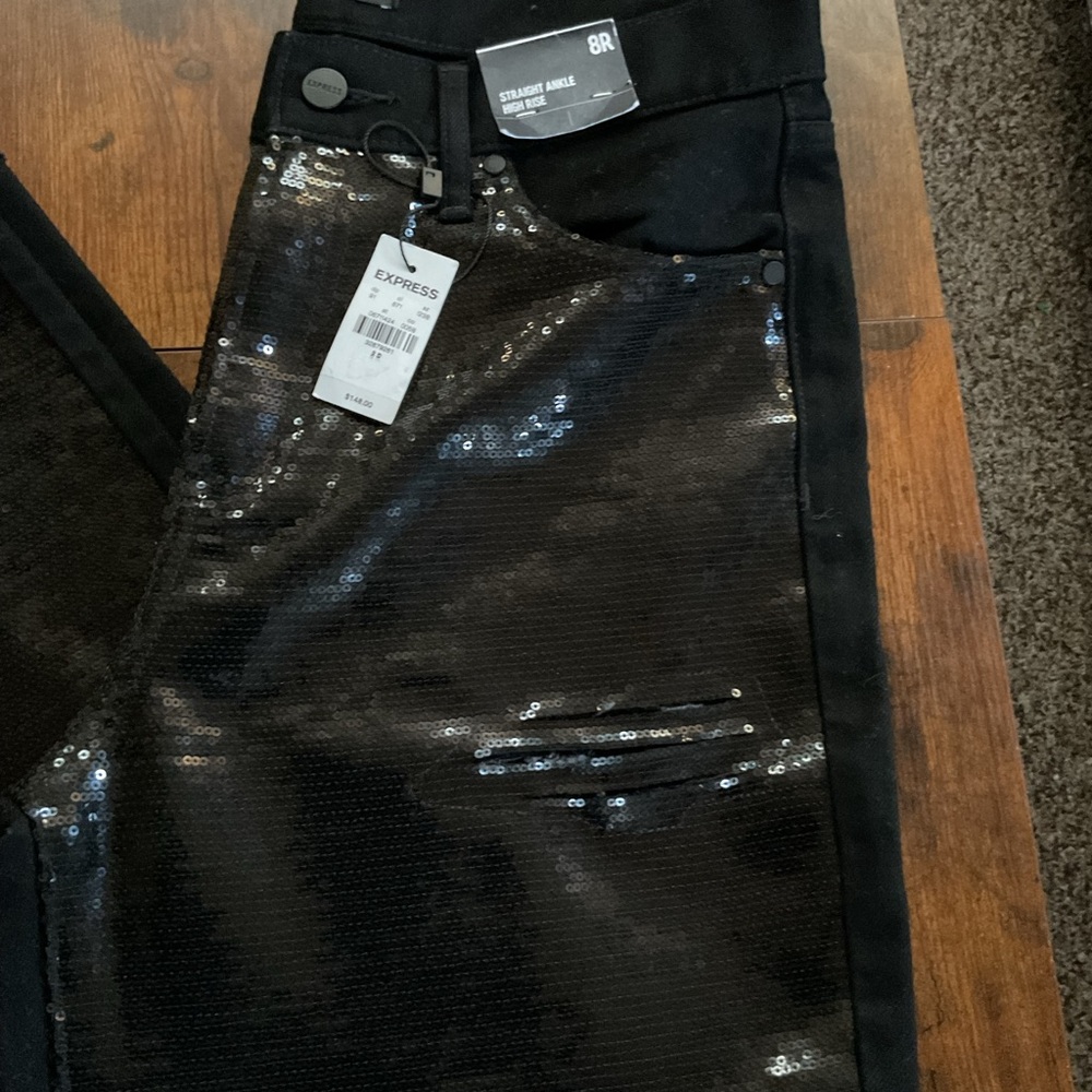 Express High-Rise Black Sequin Jeans - Picture 10 of 13